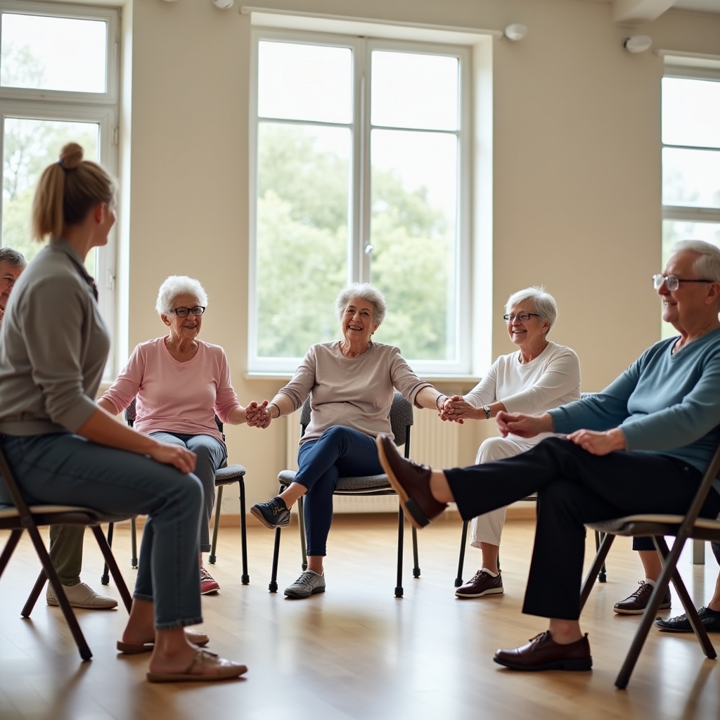 Exercices doux en intérieur pour un groupe de seniors